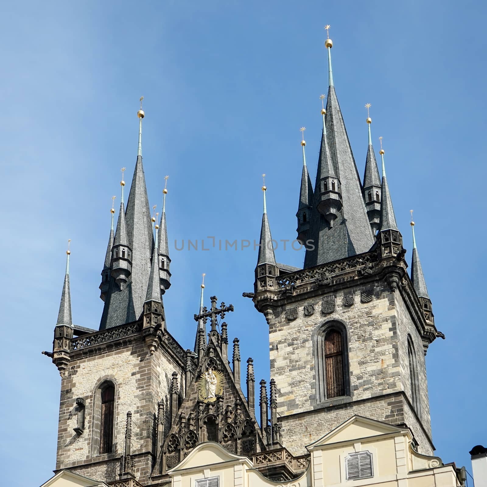 Partial View of the Church of Our Lady before Tyn in Prague