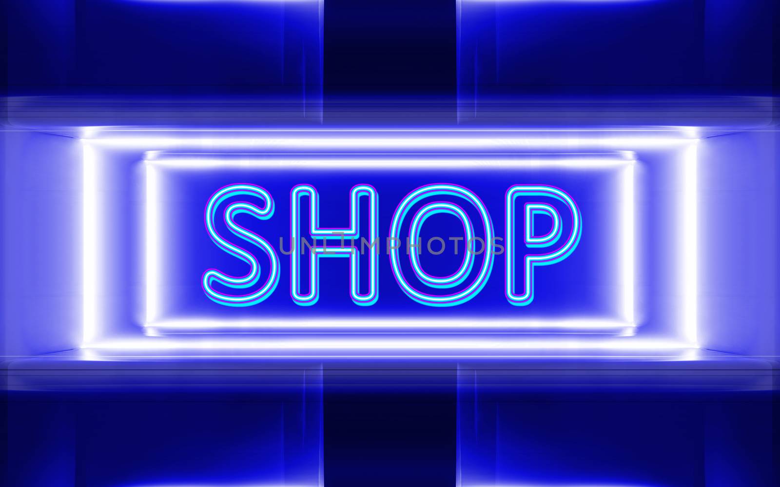 highly technological design of the neon sign of shop