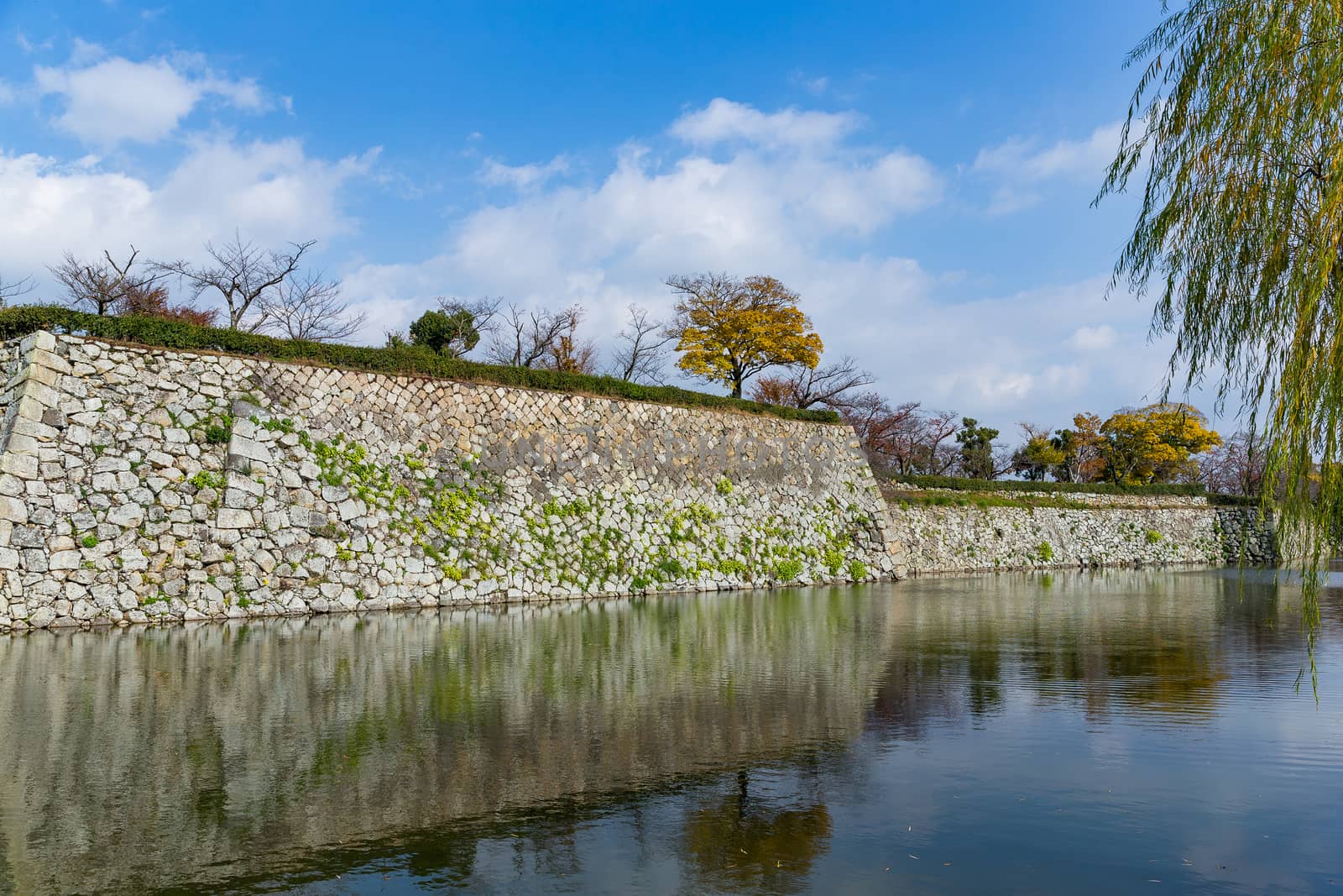 Traditional Himeji castle with blue sky by leungchopan