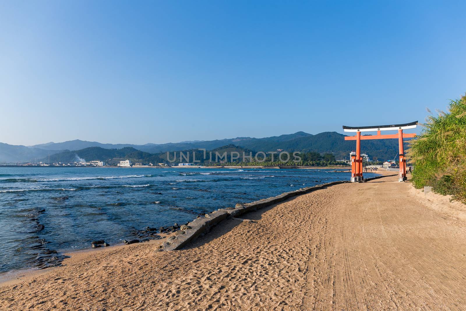 Red torii in Aoshima Shrine of Japan