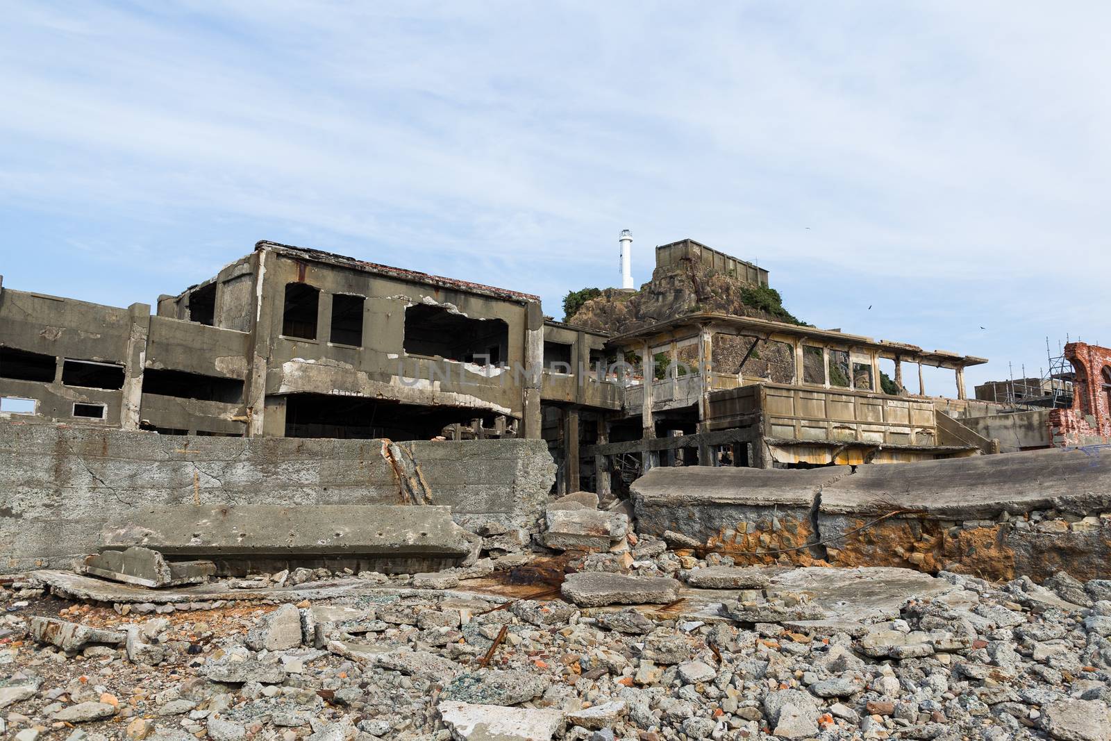 Battleship Island in Nagasaki city of Japan by leungchopan