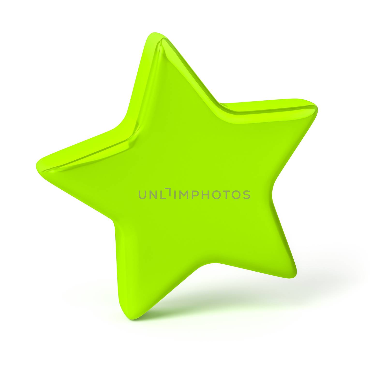 3d illustration of a stylish green star