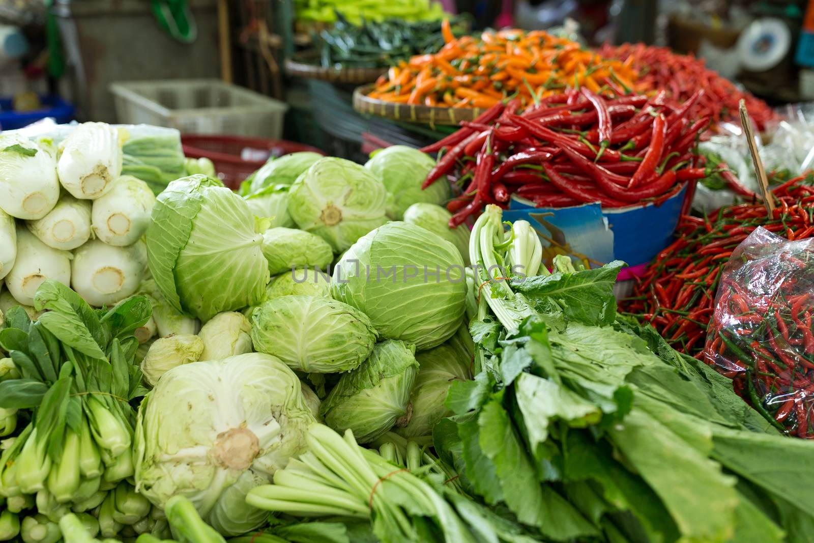 Variety of fresh fruit and vegetables by leungchopan