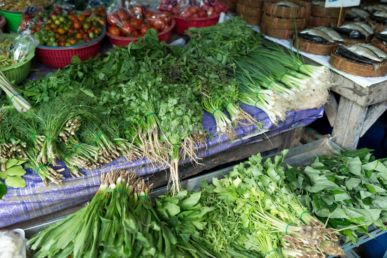 Fresh vegetable in market by leungchopan