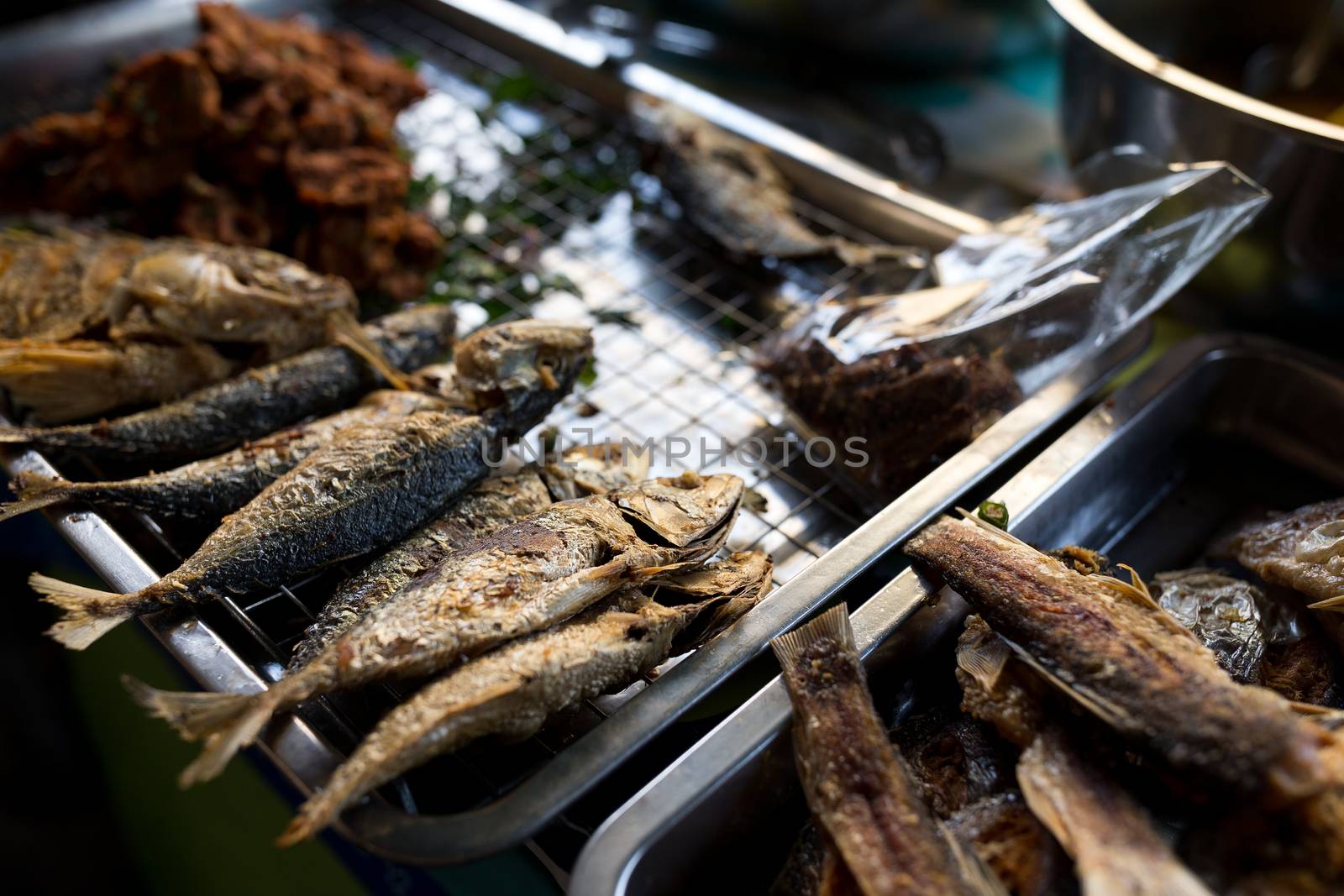 Fried fish in wet market