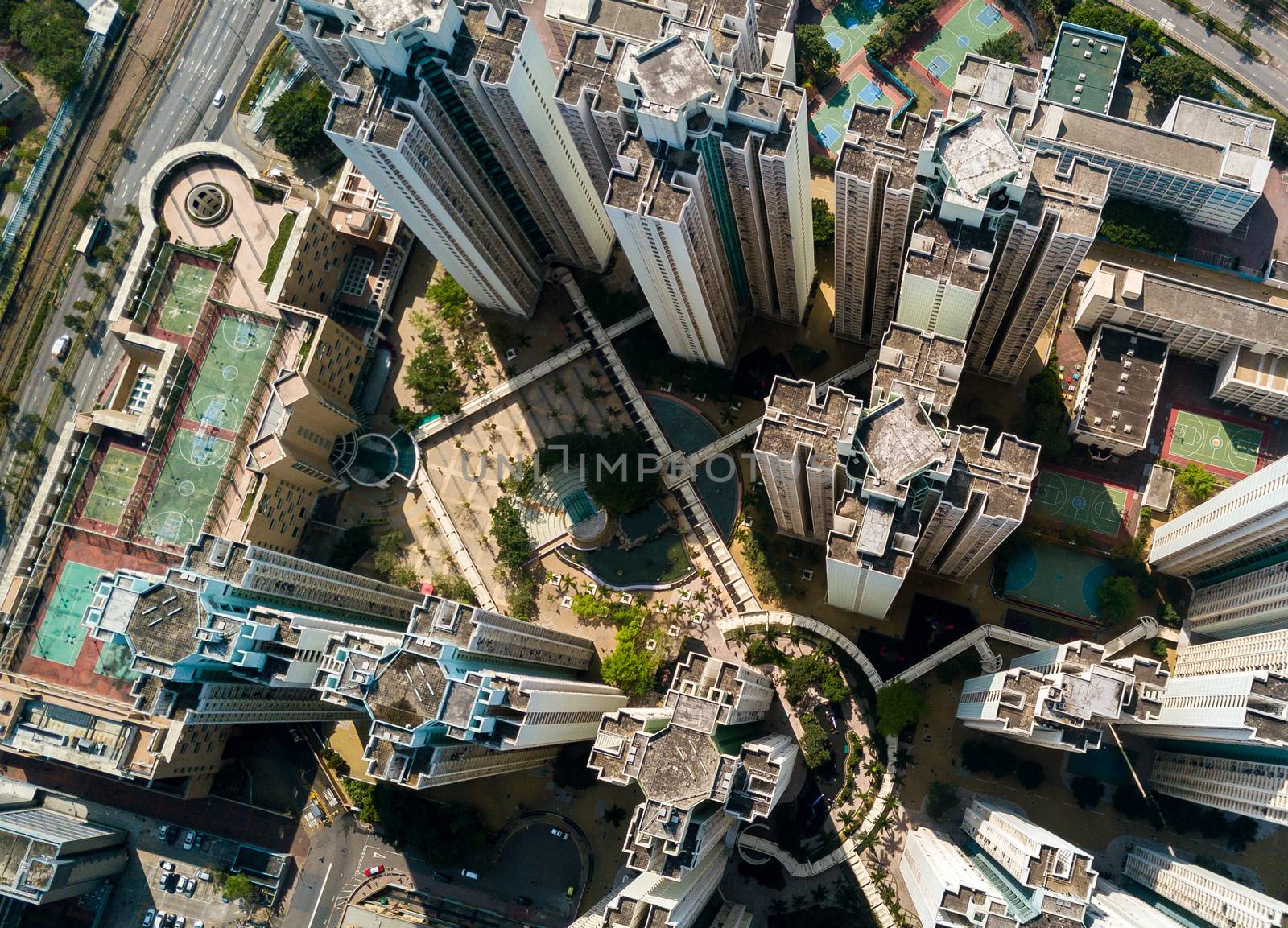 Top view of hong kong down town