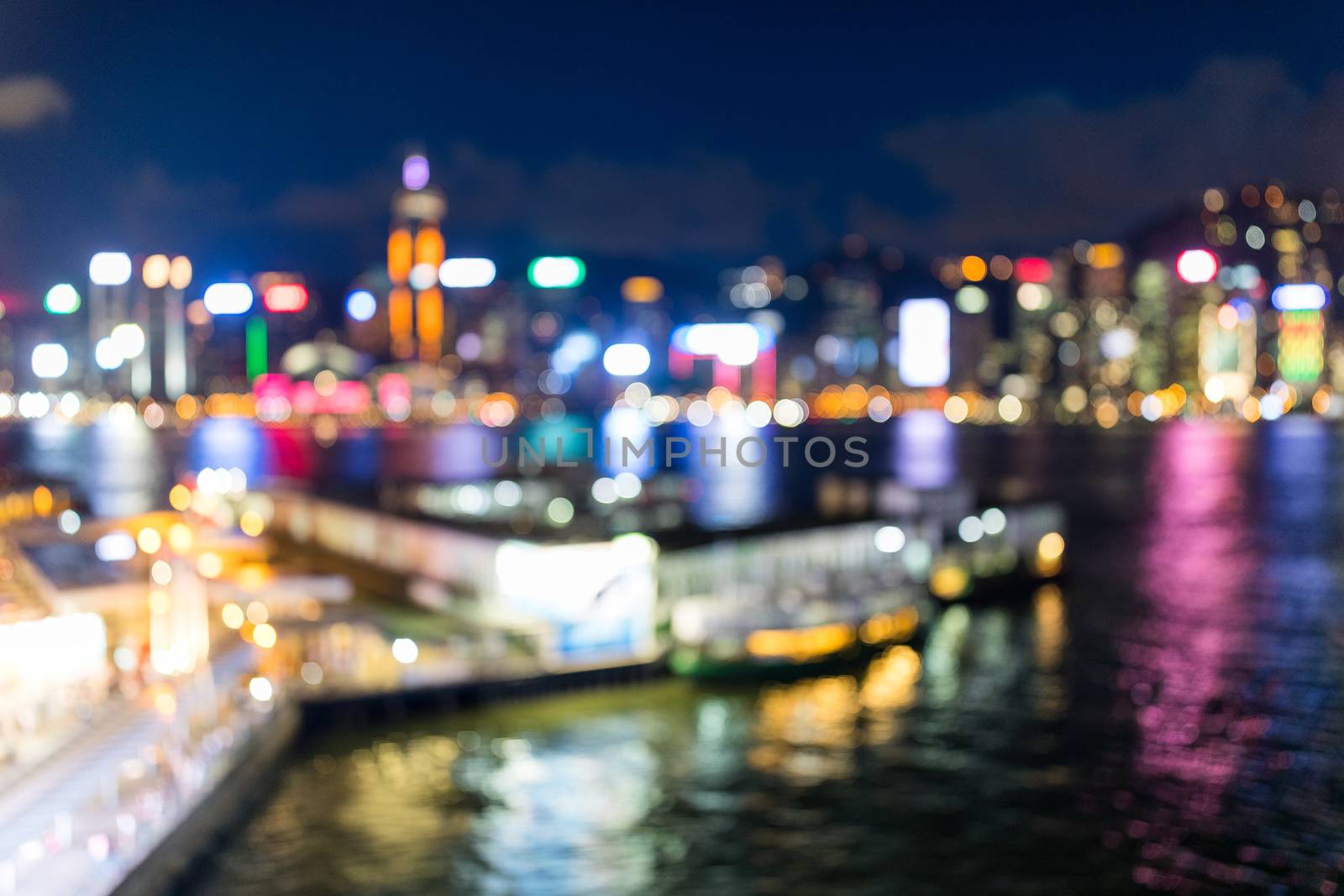 Blur view of Hong Kong skyline by leungchopan