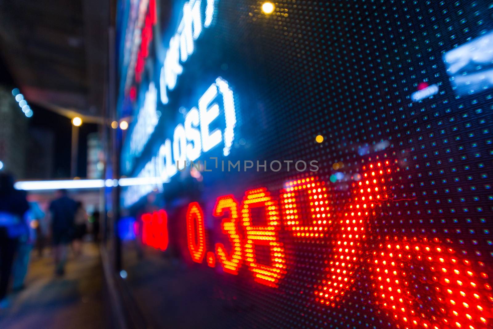 Stock market display board at street by leungchopan