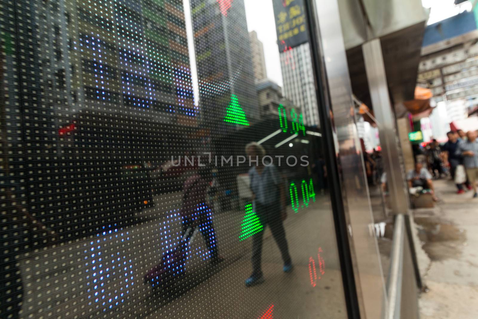 Stock market quotes with city scene by leungchopan