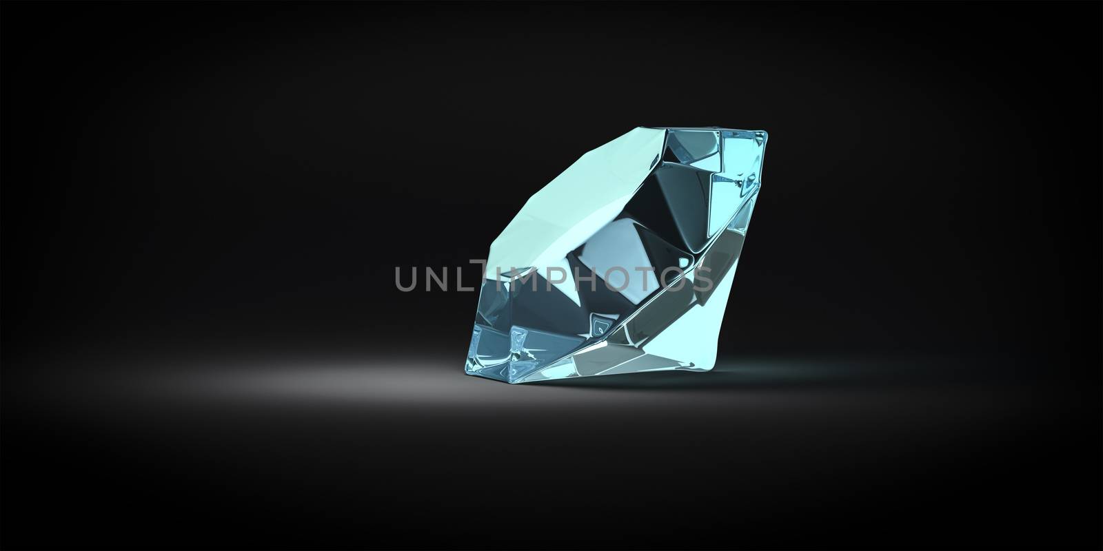 3d illustration of a reflective blue gem stone