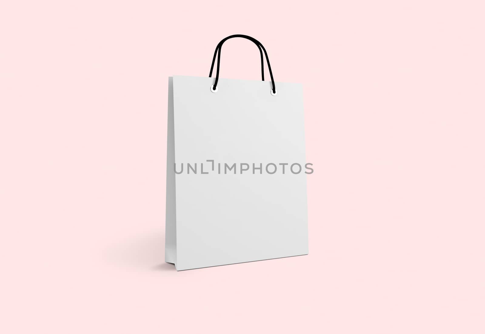 white paper bag for shopping on a pink background by boys1983@mail.ru