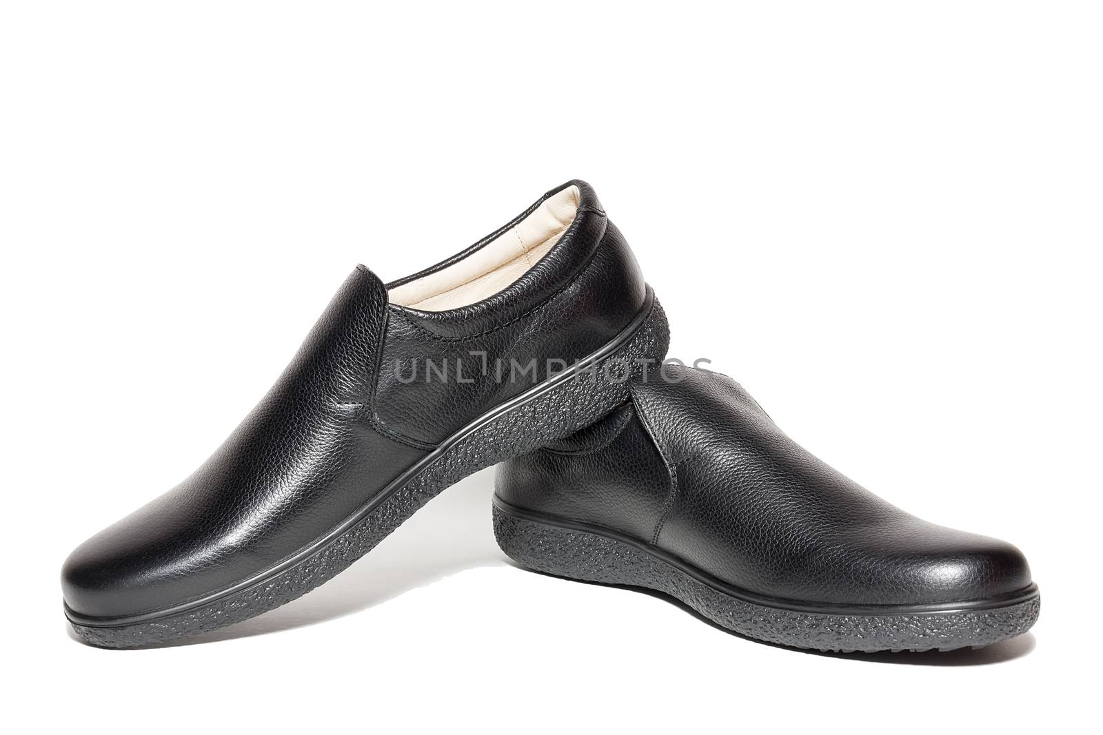 Black female shoes on a white background, isolated, studio