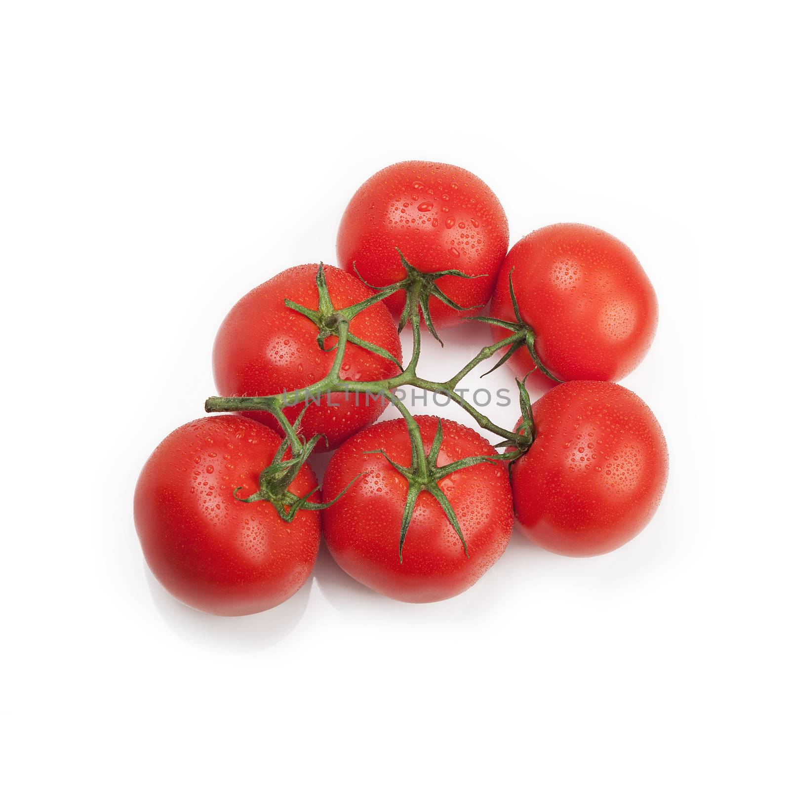 fresh cherry tomato isolated over white background.