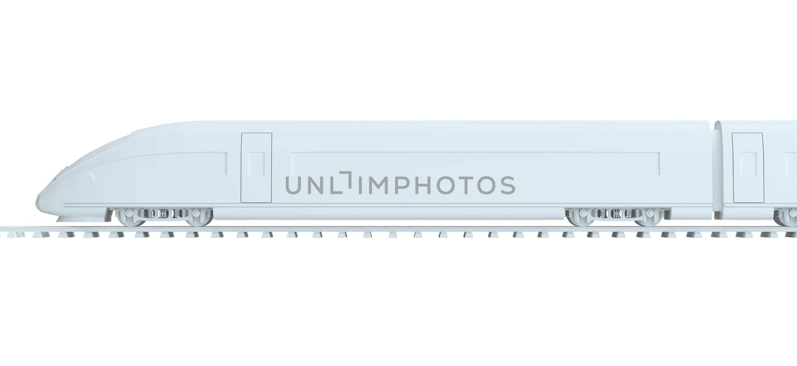 White high-speed train, isolated on white background. 3d illustration