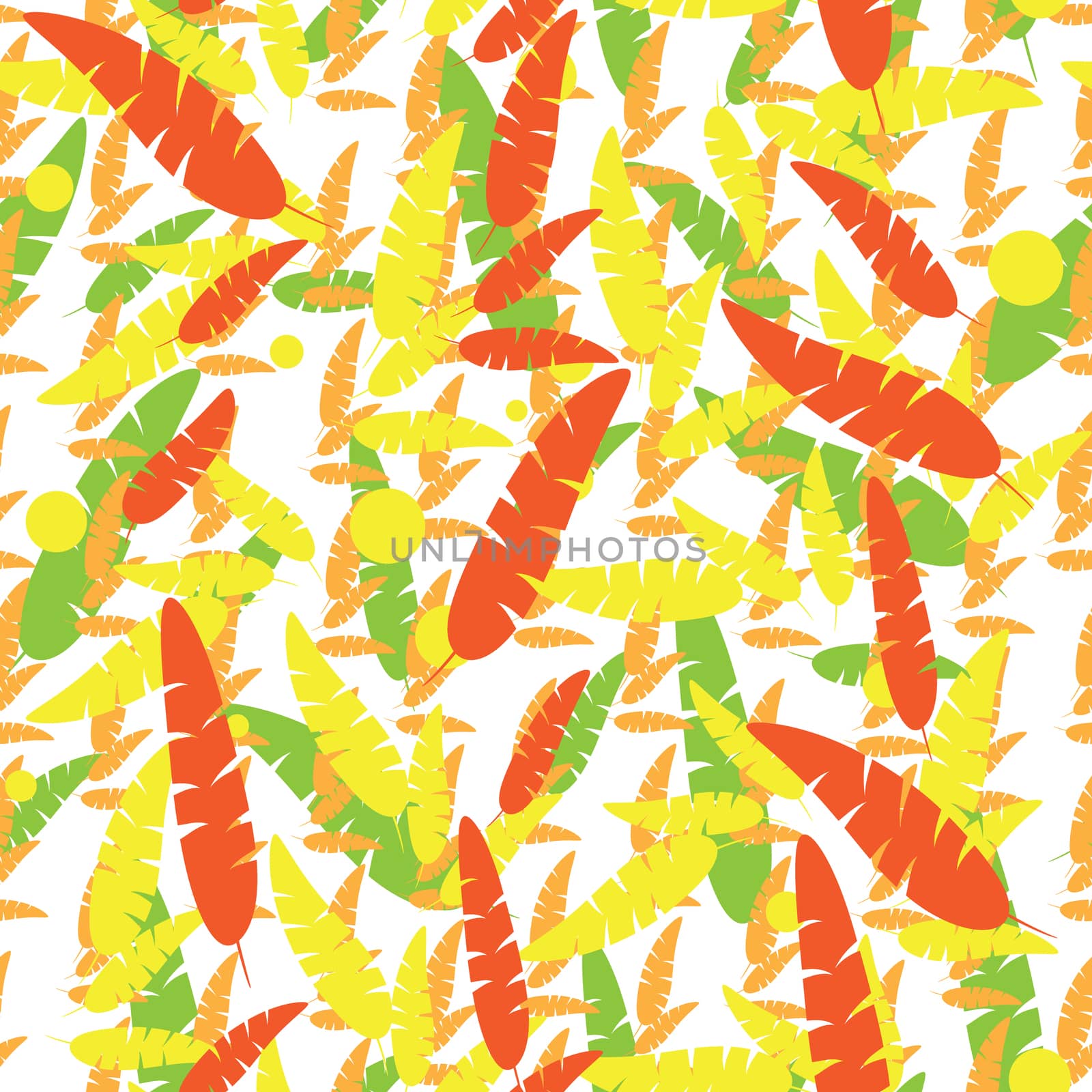 Seamless pattern background with autumn leaves on white. illustration. by Asnia