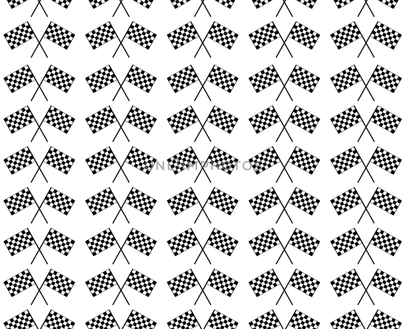 Crossed waving black and white checkered flags seamless pattern background endless texture. Original concept of motor sport