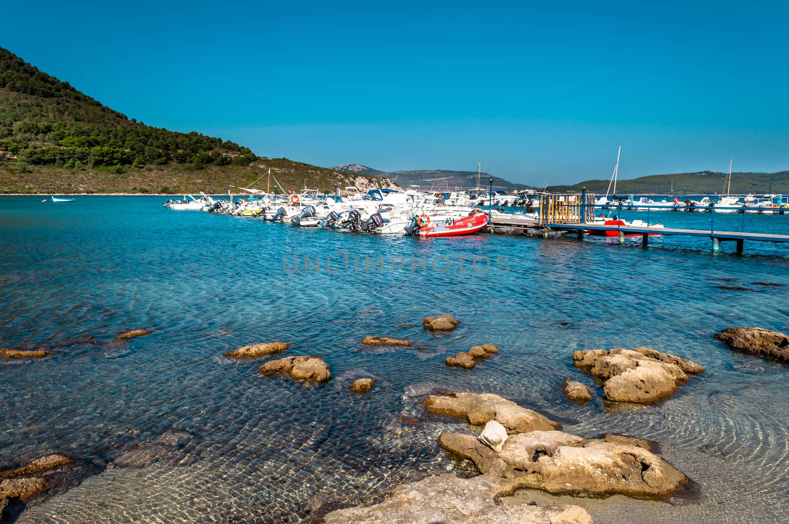 View of gulf and beach of Tramariglio, Sardinia, in a sunny day of summer