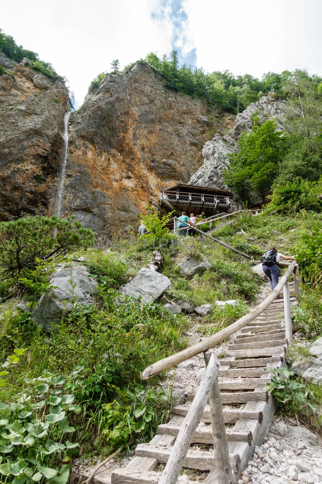 Rinka waterfall with eagles nest in Logar - Logarska valley, Slovenia by asafaric