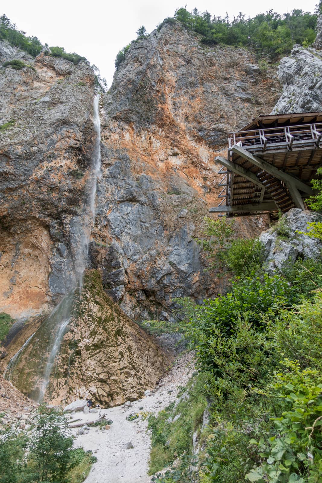 Rinka waterfall with eagles nest in Logar - Logarska valley, Slovenia by asafaric