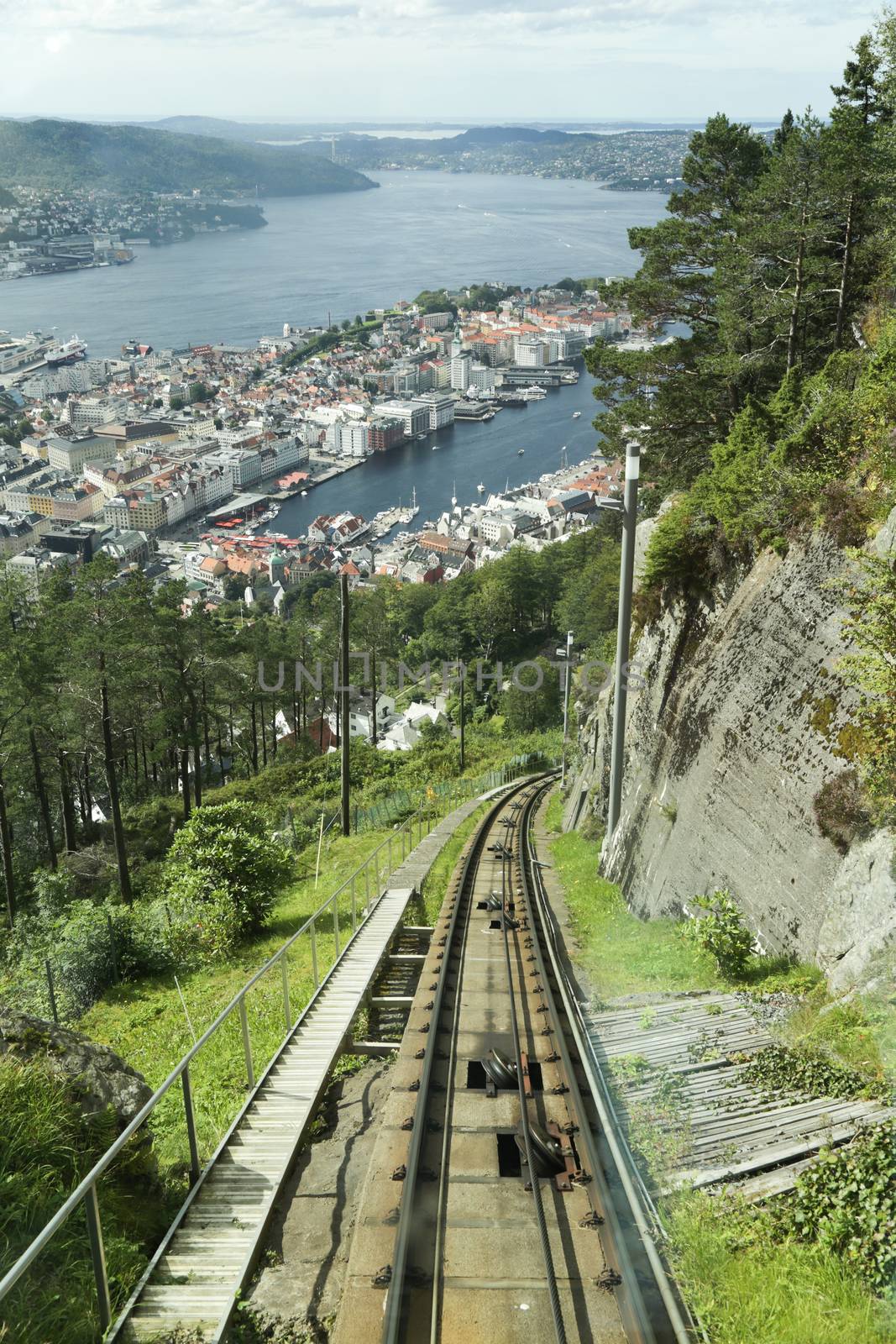 The Floibanen funicular to Mount Floyen at Bergen City