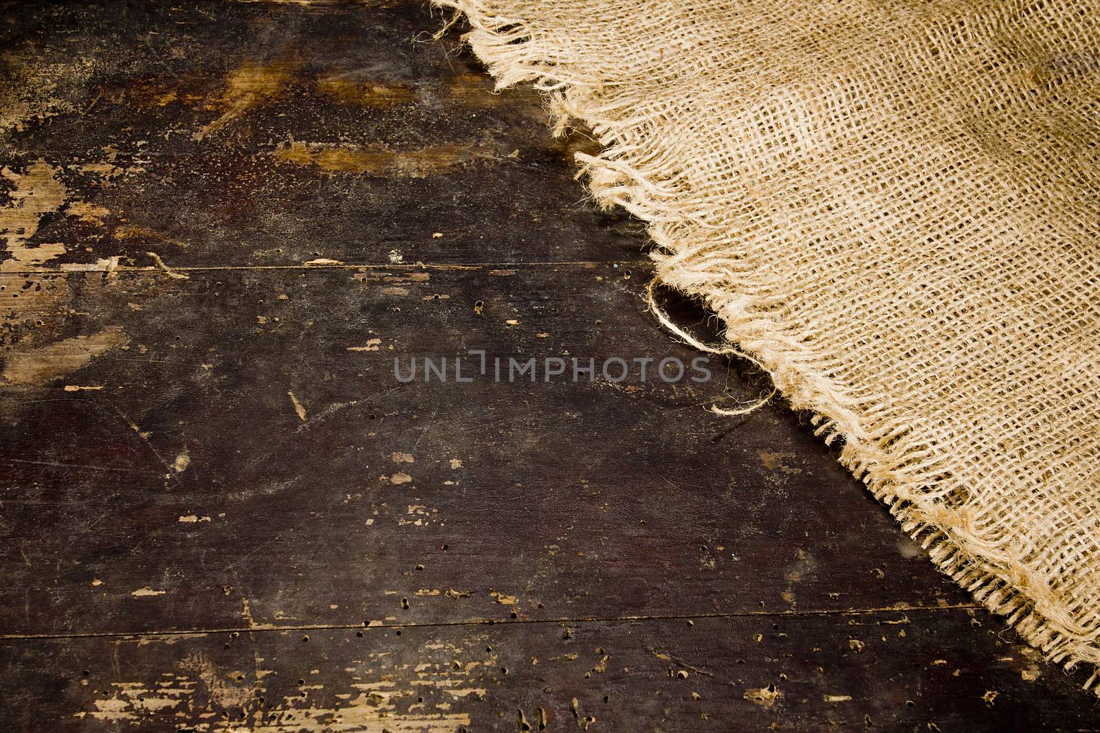 Vintage background with old tree and burlap