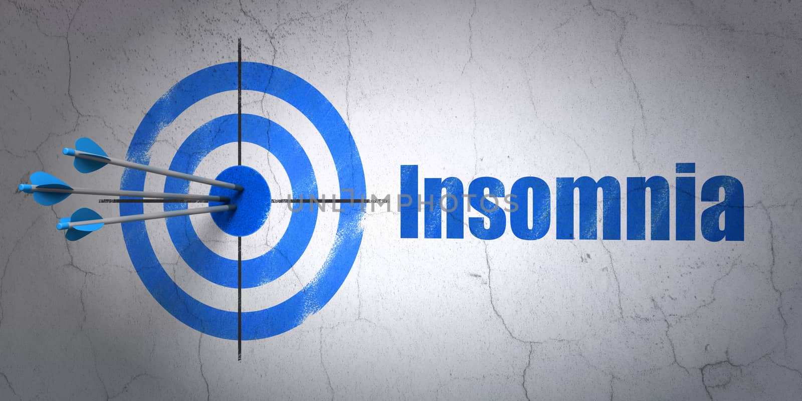 Health concept: target and Insomnia on wall background by maxkabakov