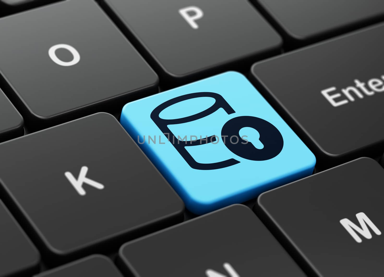 Software concept: Database With Lock on computer keyboard background by maxkabakov