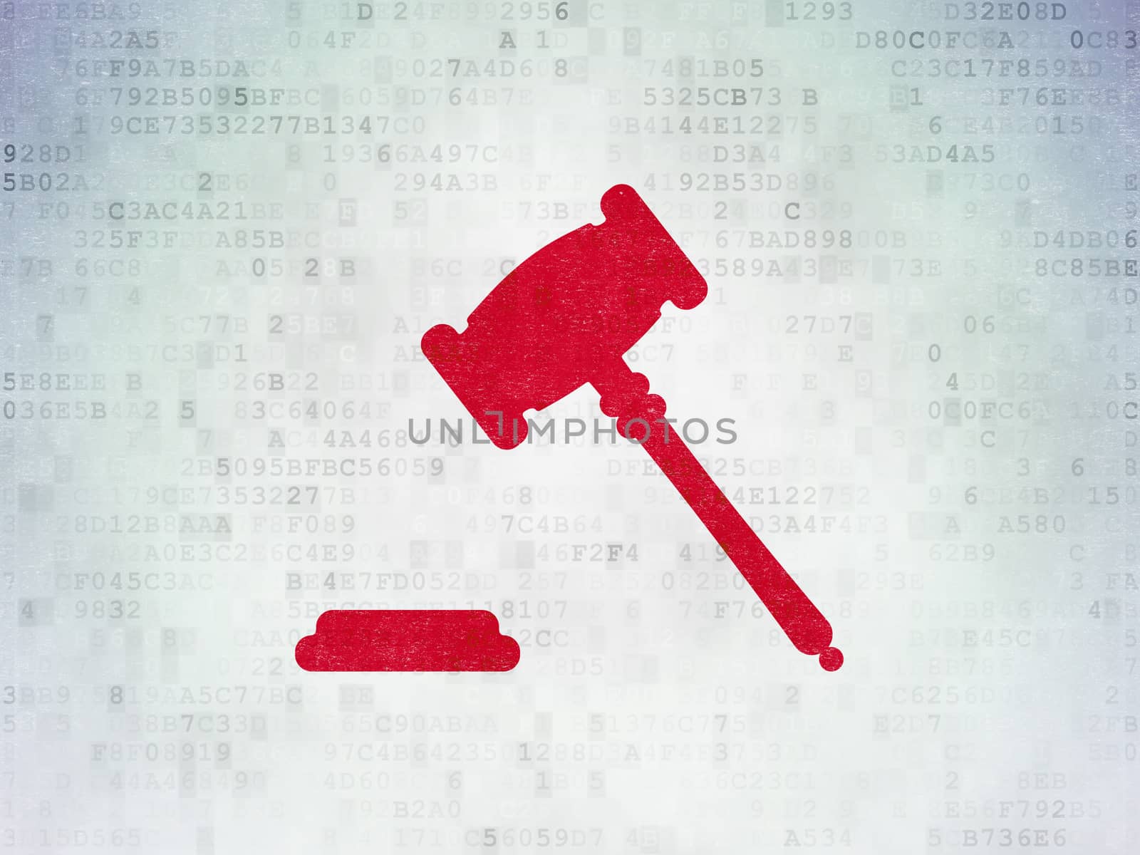 Law concept: Gavel on Digital Data Paper background by maxkabakov
