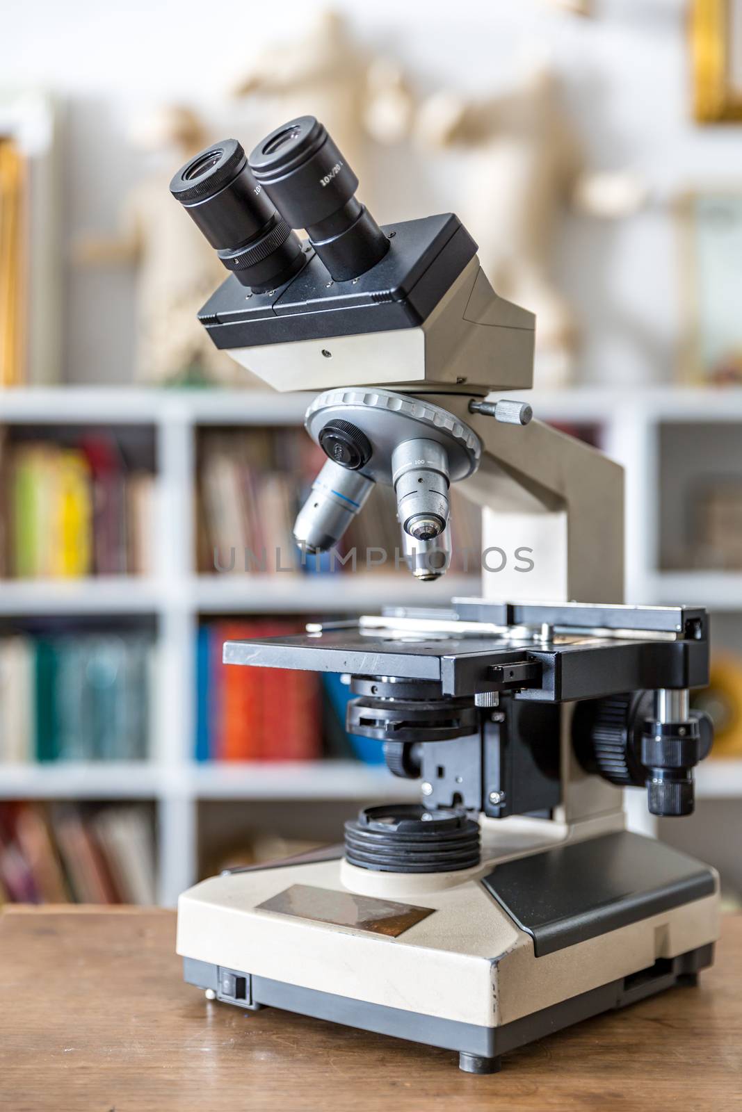 Microscope with education school background