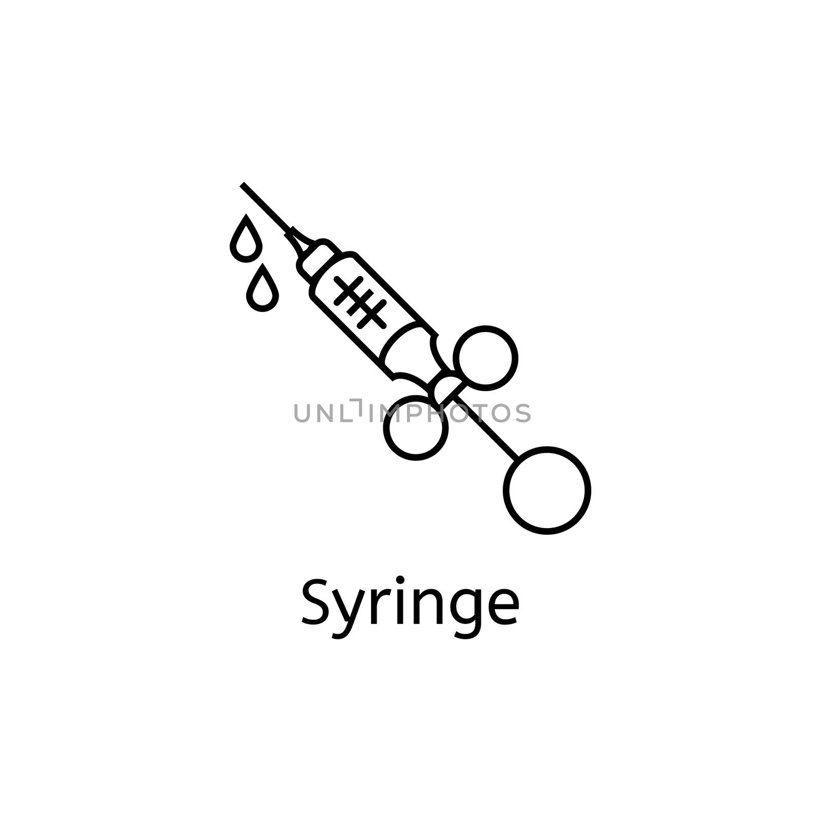 Syringe Icon isolated on white background. Thin line illustration.