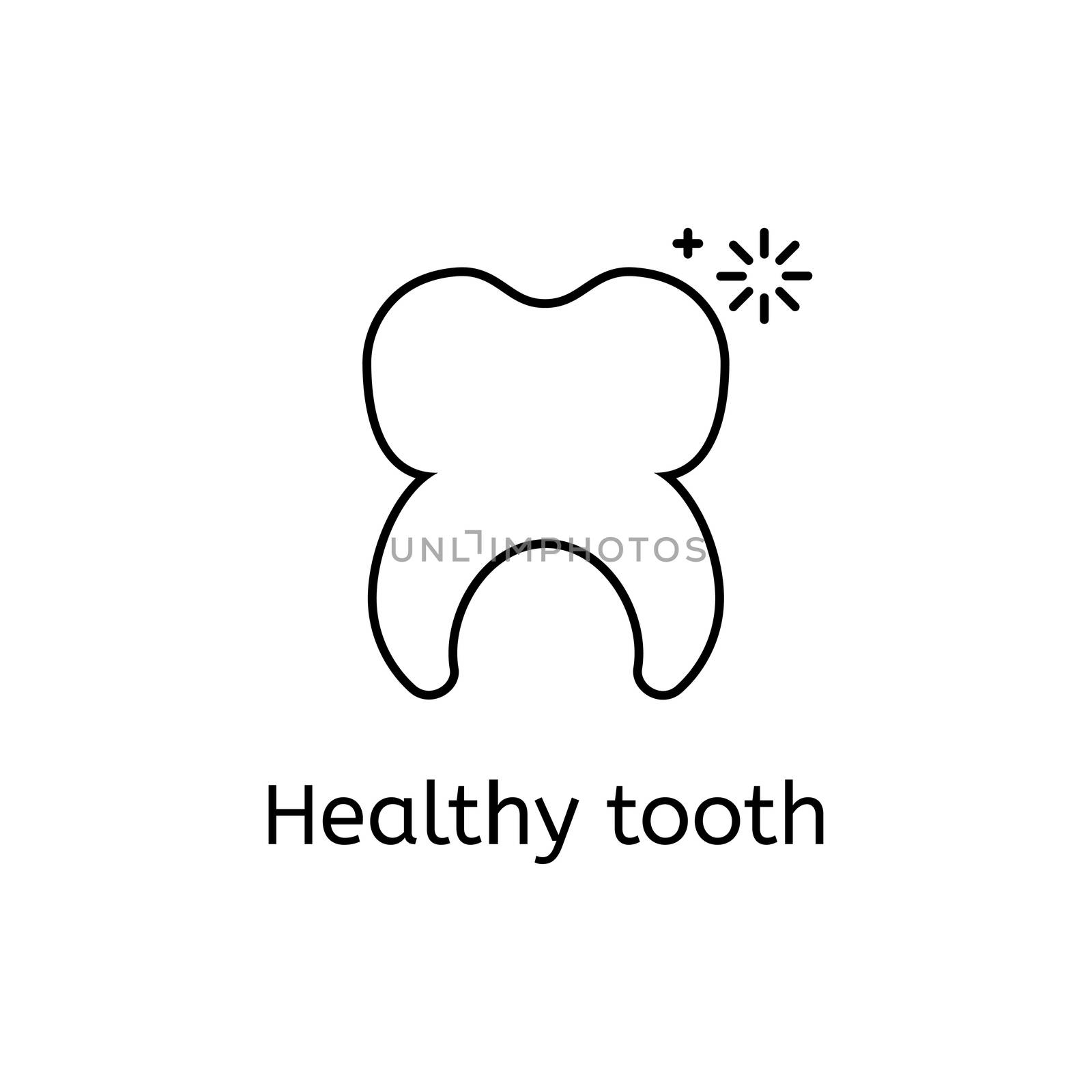  healthy tooth on a white background. Thin line icon for web site, visit card, poster, banner etc.