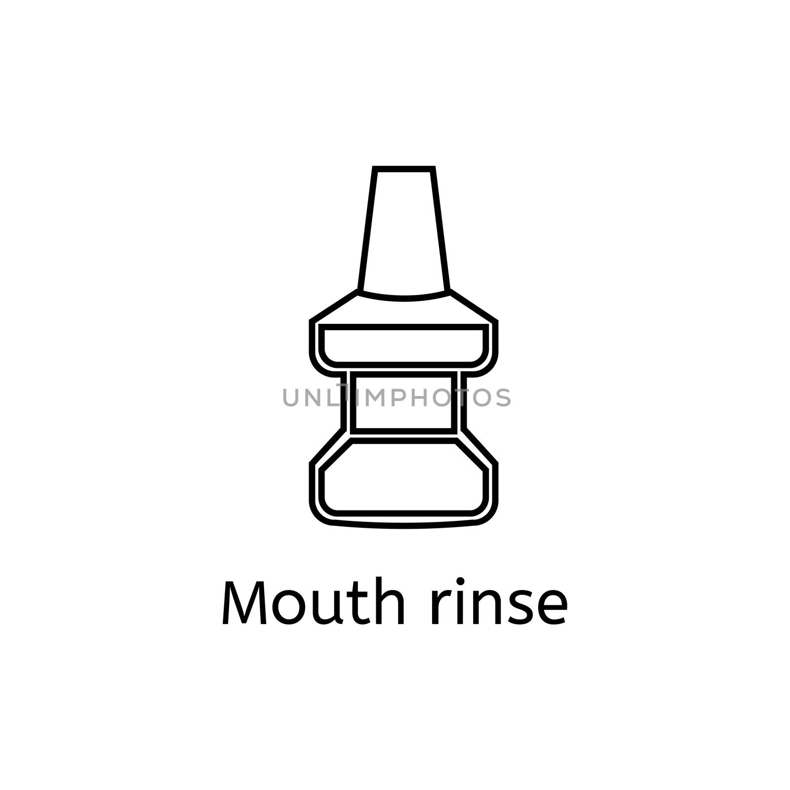 Dental tooth rinse linear illustration. Isolated on white background.