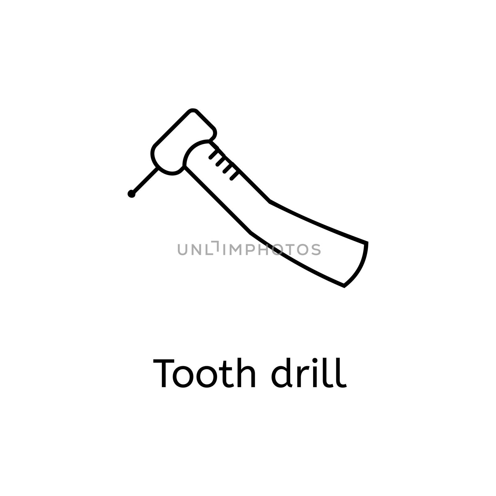 Dental drill line icon isolated on white background. Line icon for infographic, website or app. Outline symbol teeth to design a website and mobile applications. Simple dental icons on white background.