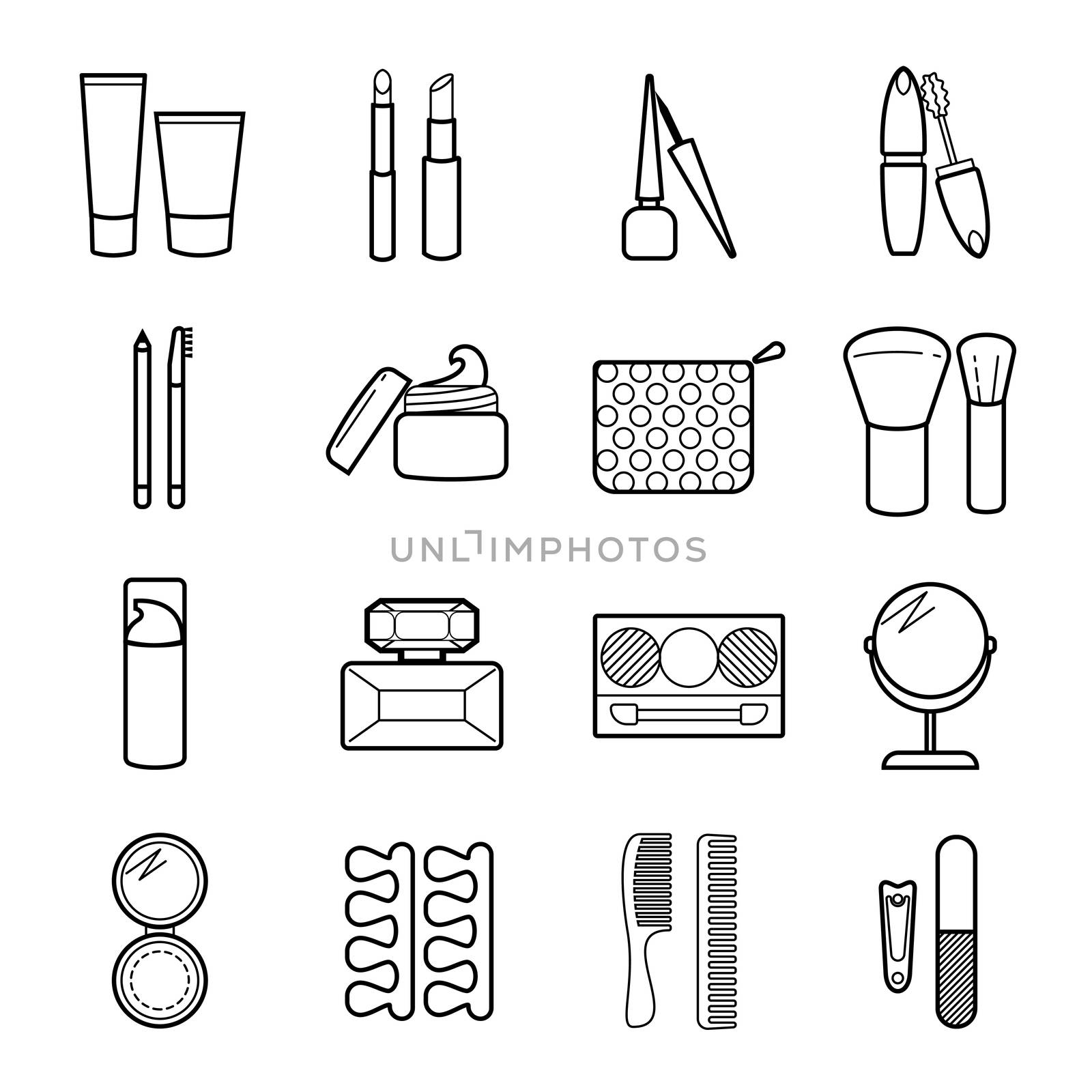  cosmetic icons set. Make-up illustrations. For the design of business cards, invitations, flyers, postcards, websites, etc