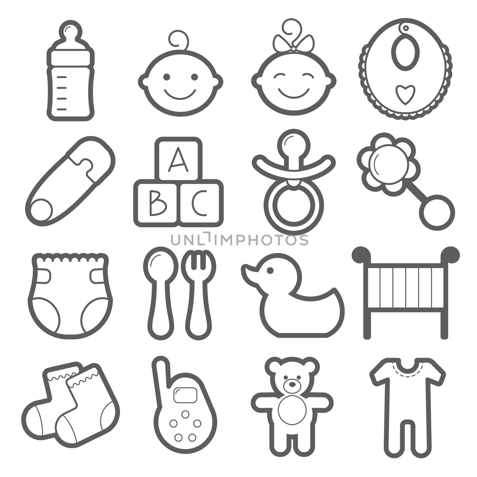 Baby icons set. illustration isolated on white background.