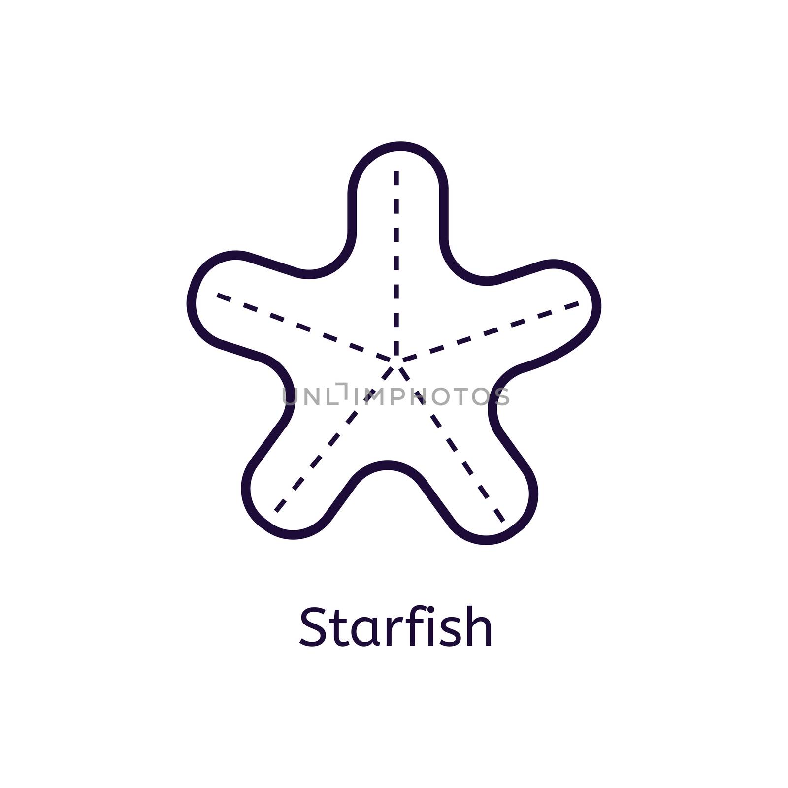  starfish icon on a white background. Thin line icon for web site, visit card, poster, banner etc.