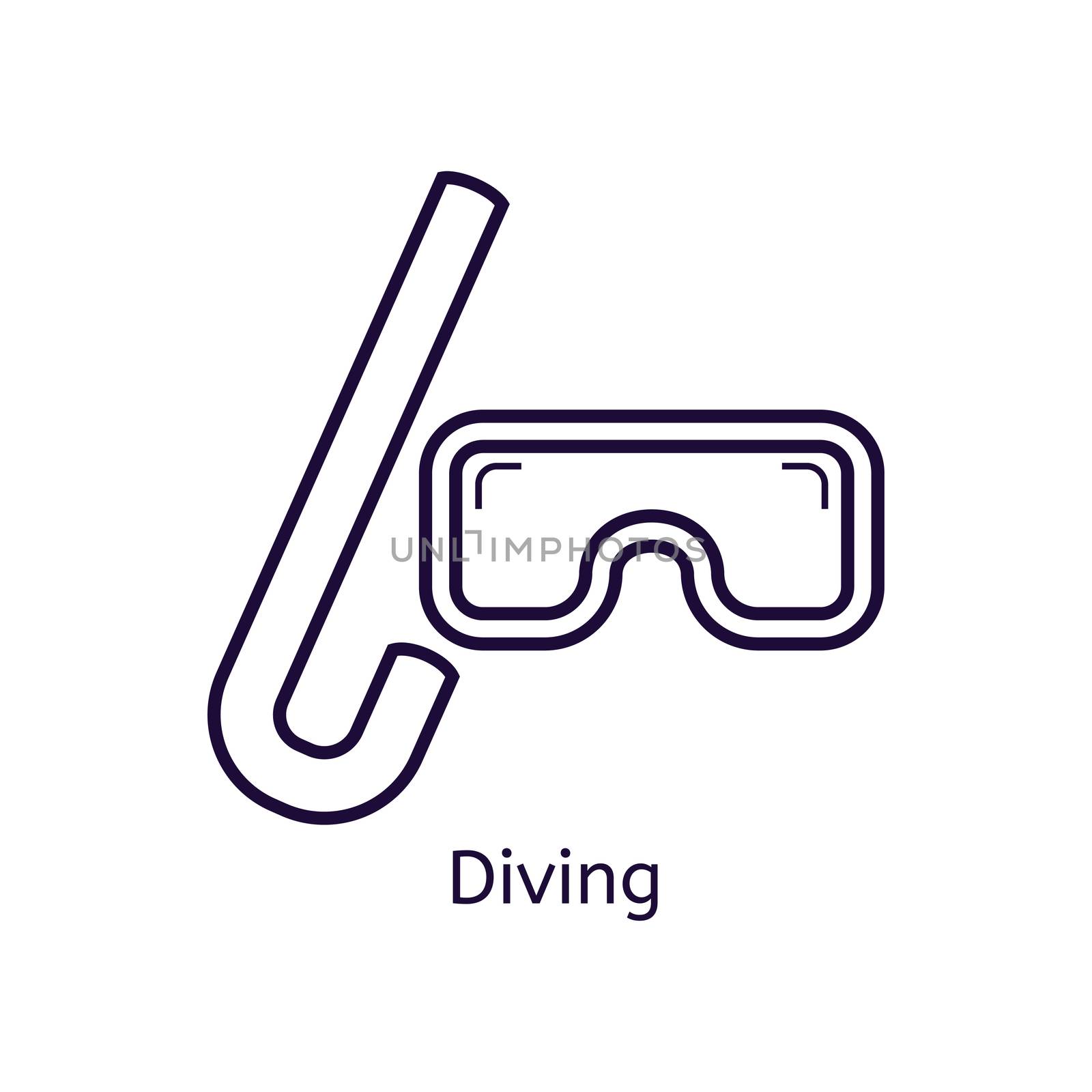  icon of Diving mask on a white background. by Elena_Garder