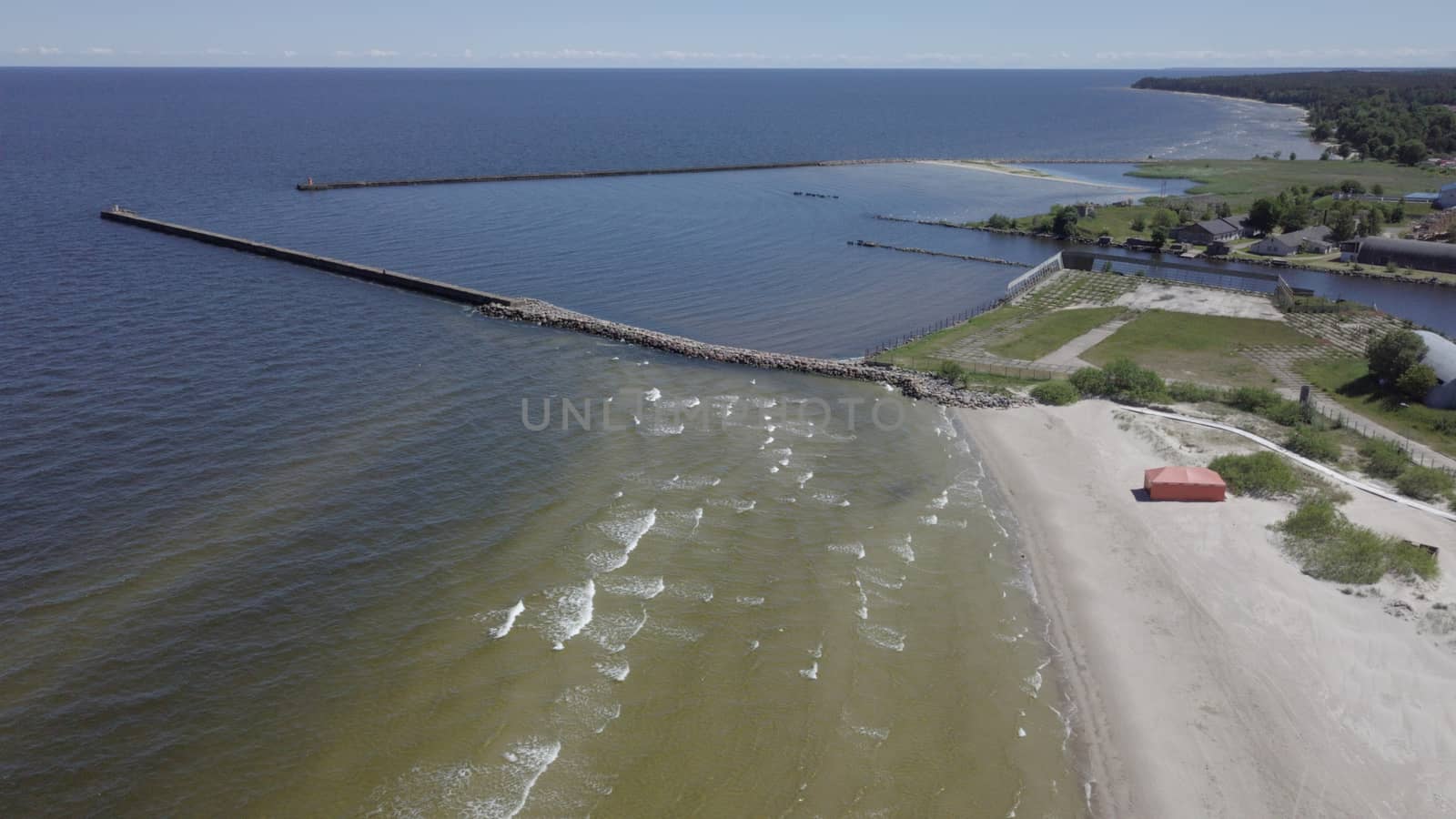 Harbor Roja Latvia Aerial view of countryside drone top view by desant7474