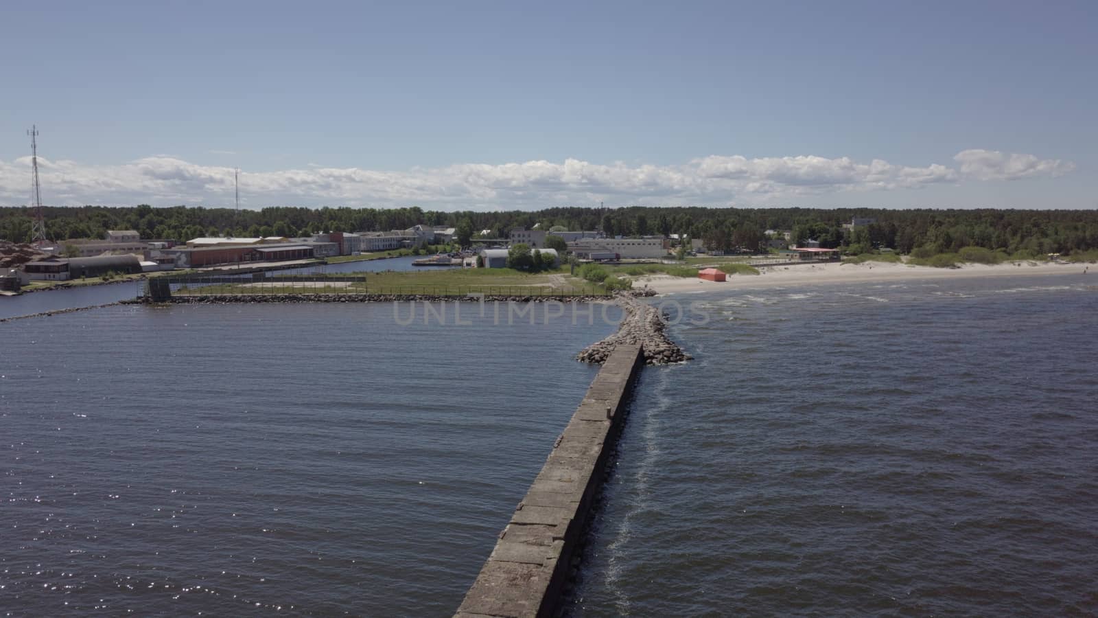 Harbor Roja Latvia Aerial view of countryside drone top view by desant7474