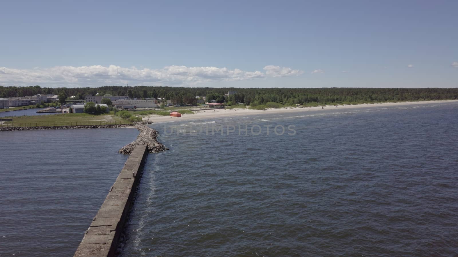 Harbor Roja Latvia Aerial view of countryside drone top view