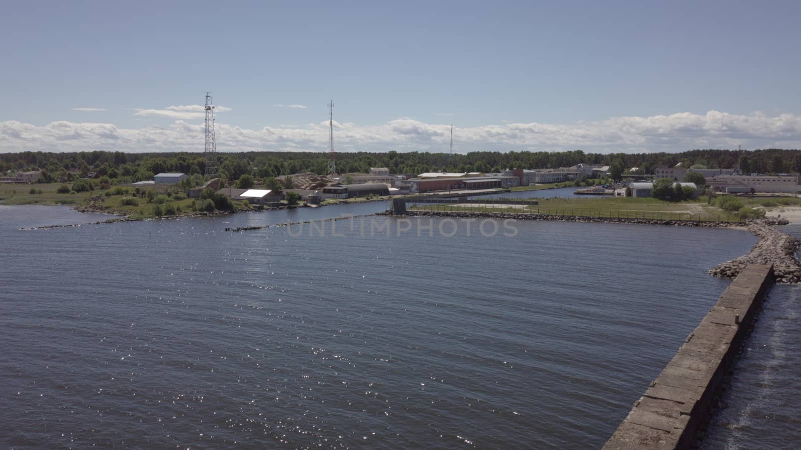 Harbor Roja Latvia Aerial view of countryside drone top view