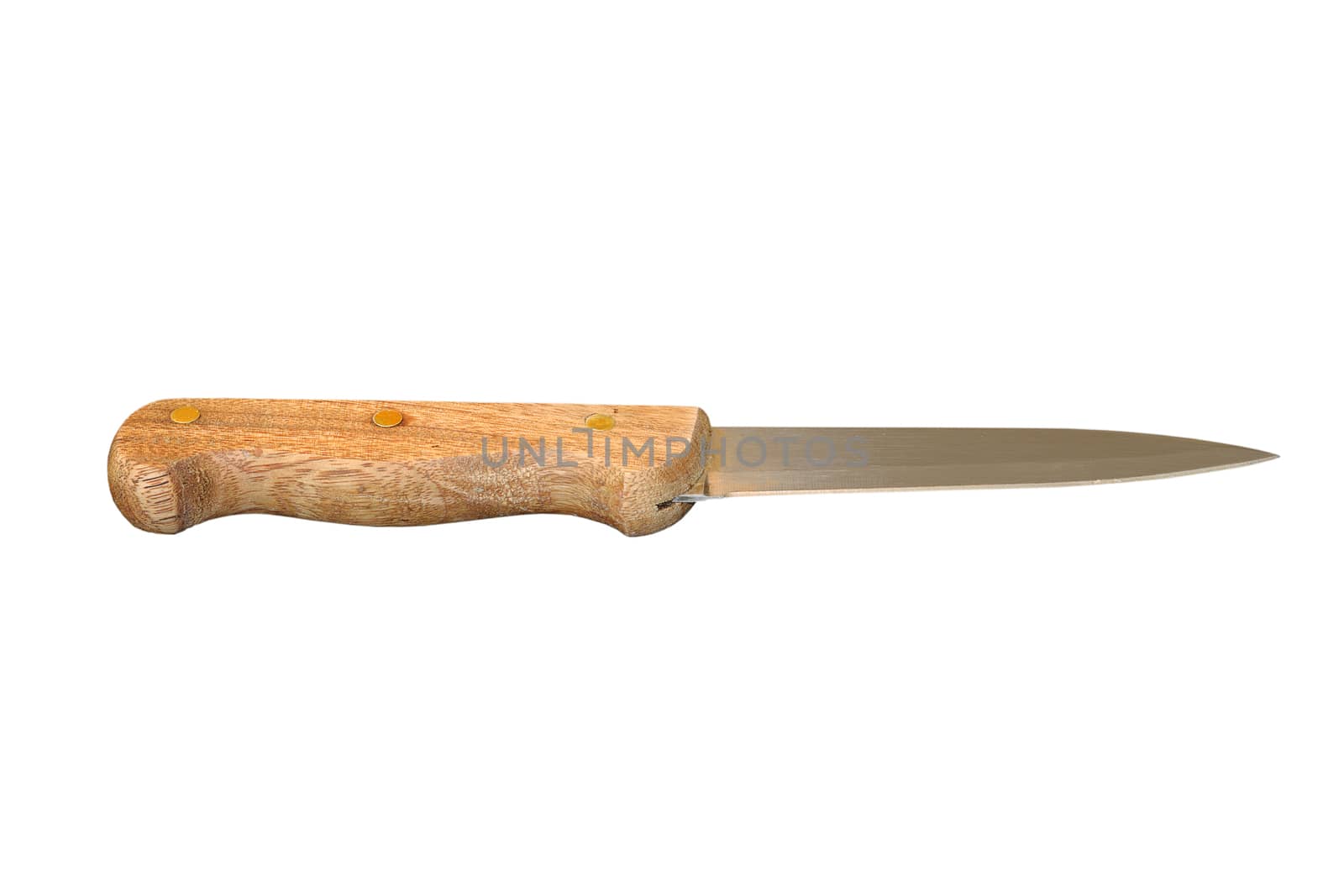 old kitchen knife isolated over white background