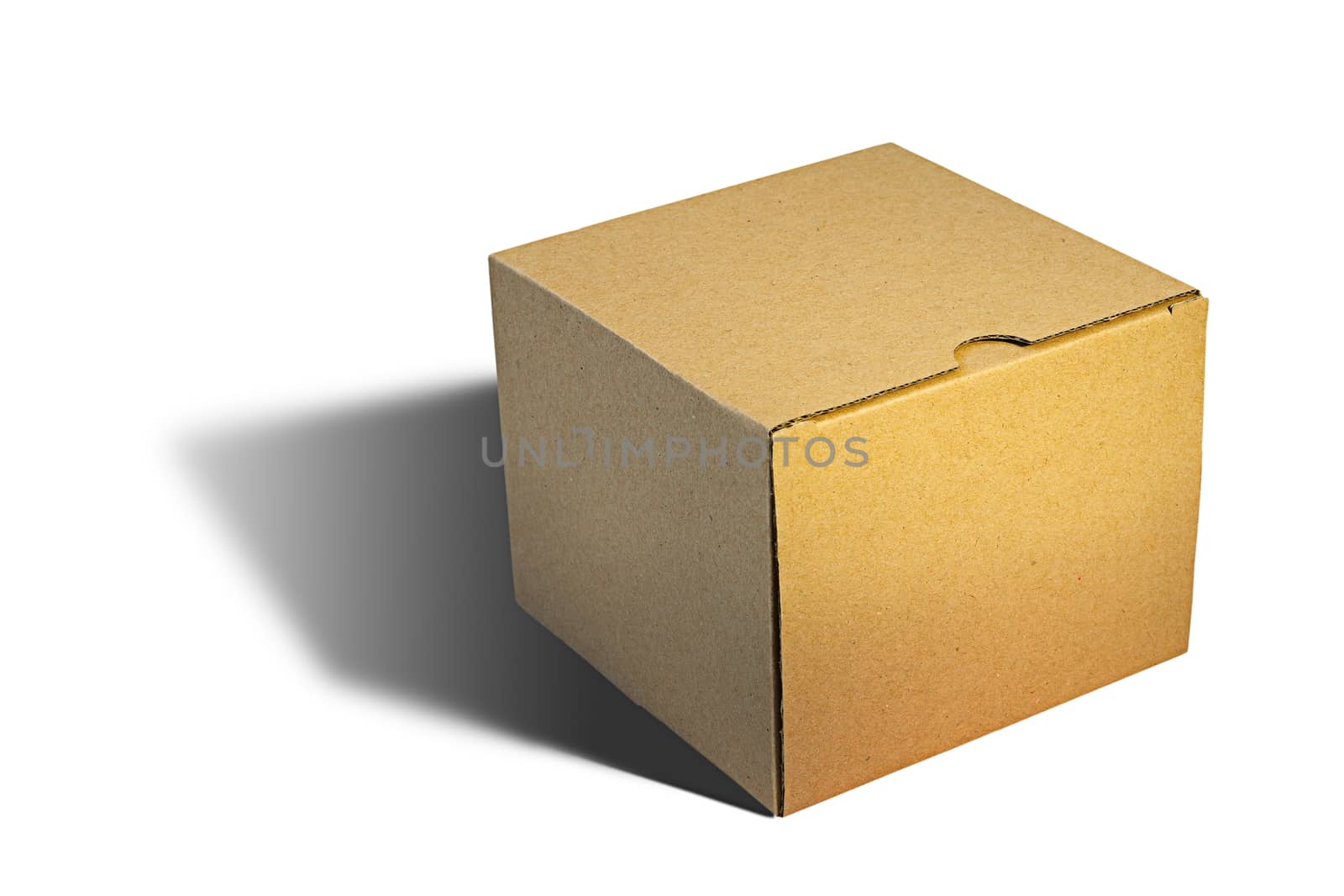 closed carton box over white background with shadow