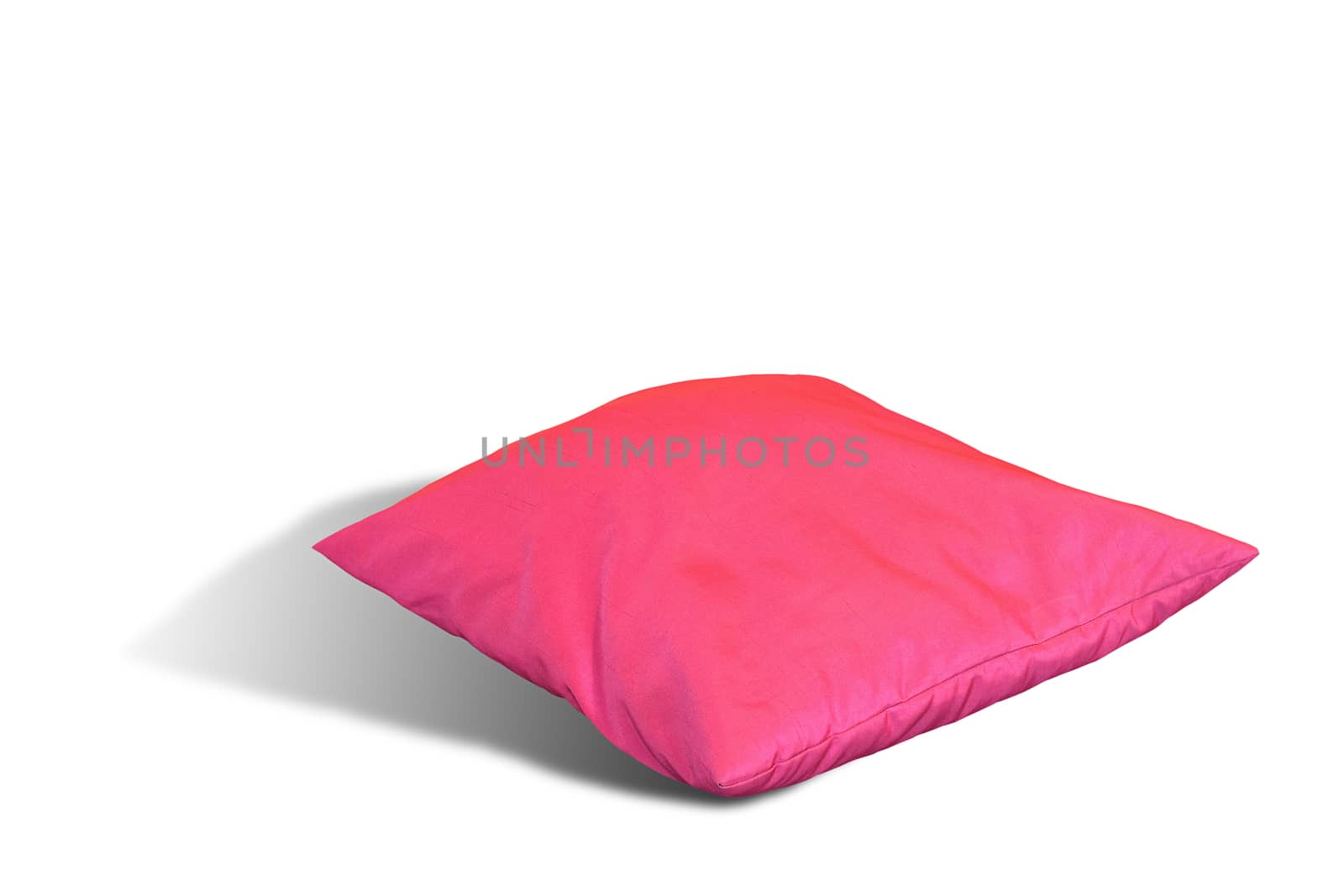 pink pillow over white background with shadow