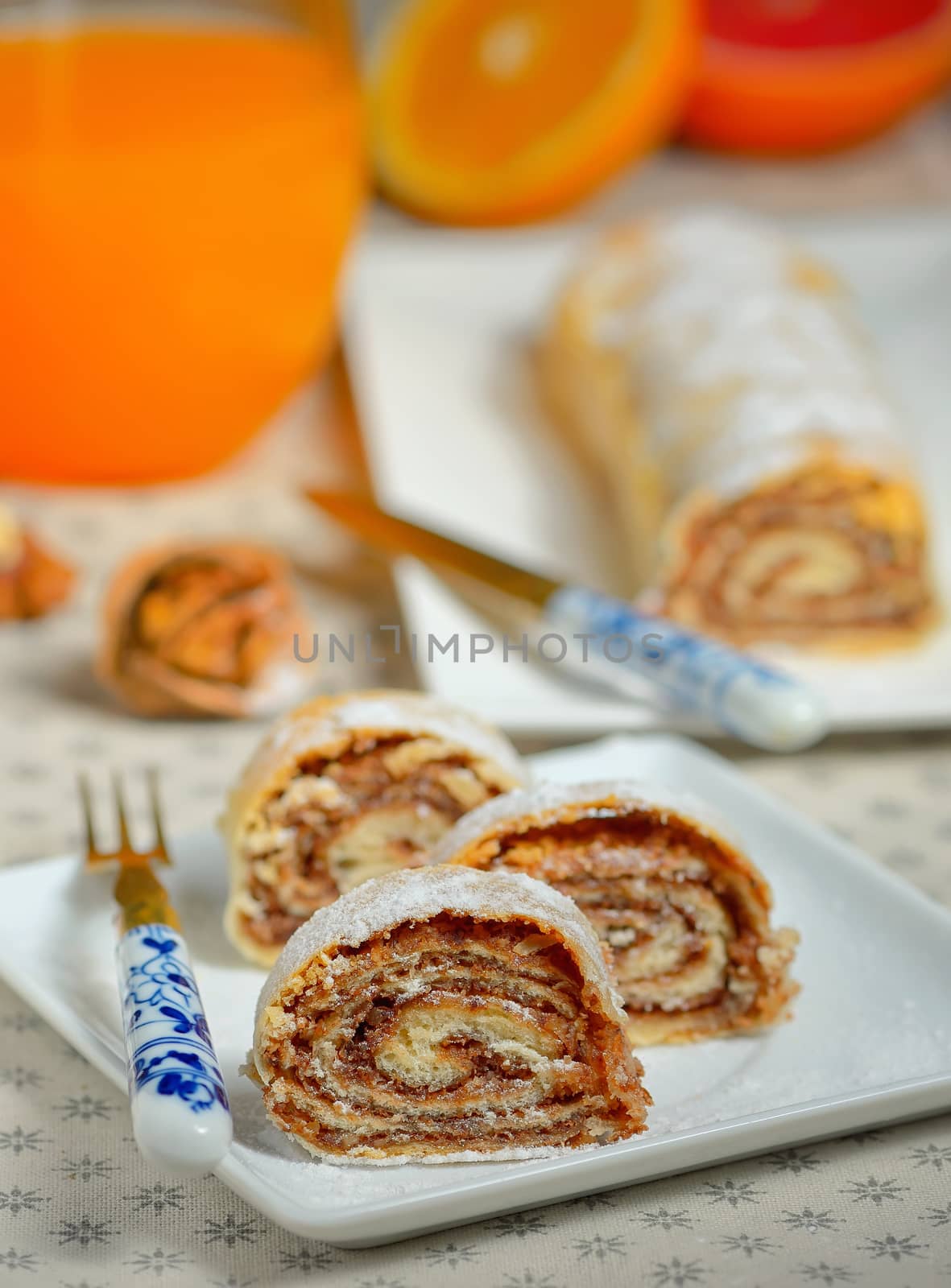 Homemade walnut Nut Roll