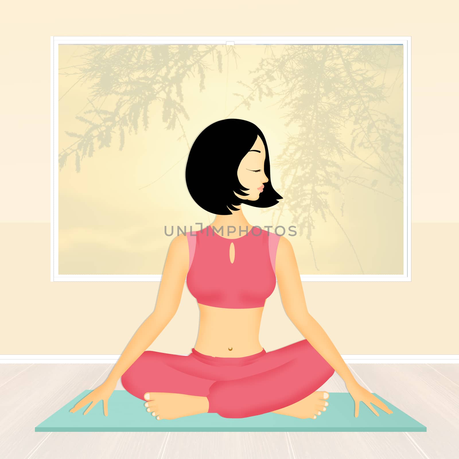 illustration of girl in meditation