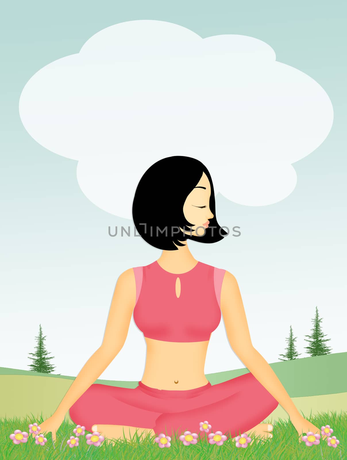 girl doing yoga in the meadow by adrenalina