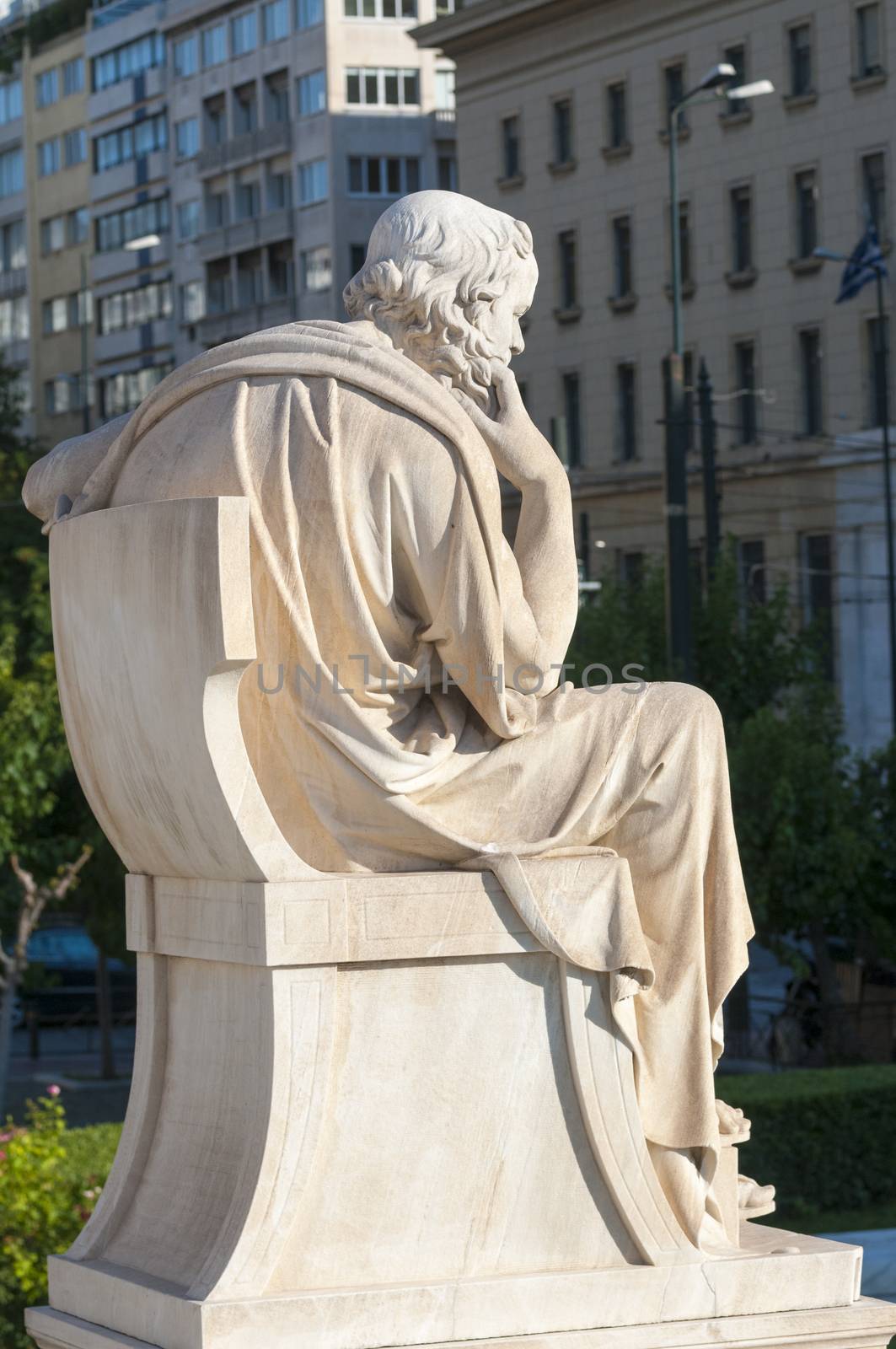 classical statue of Socrates from back side