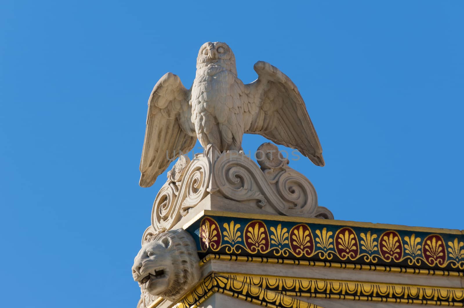 owl marble statue by vangelis