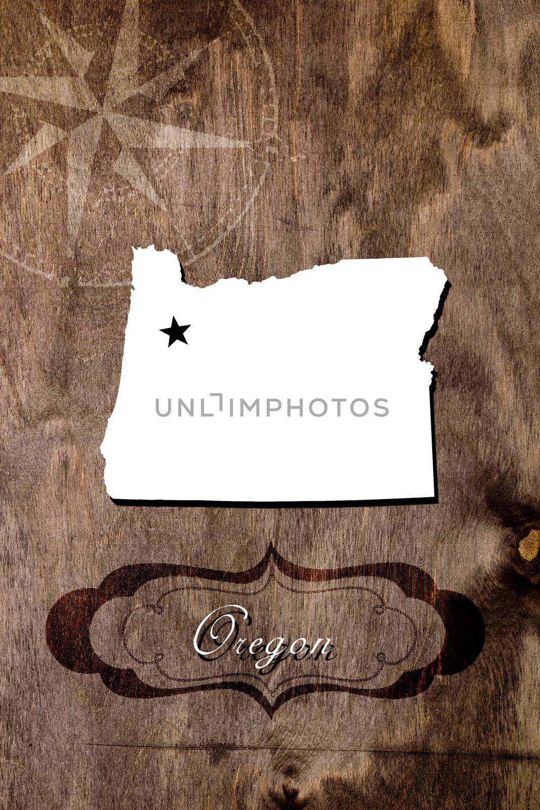 Poster Oregon state map outline. Styling for tourism.